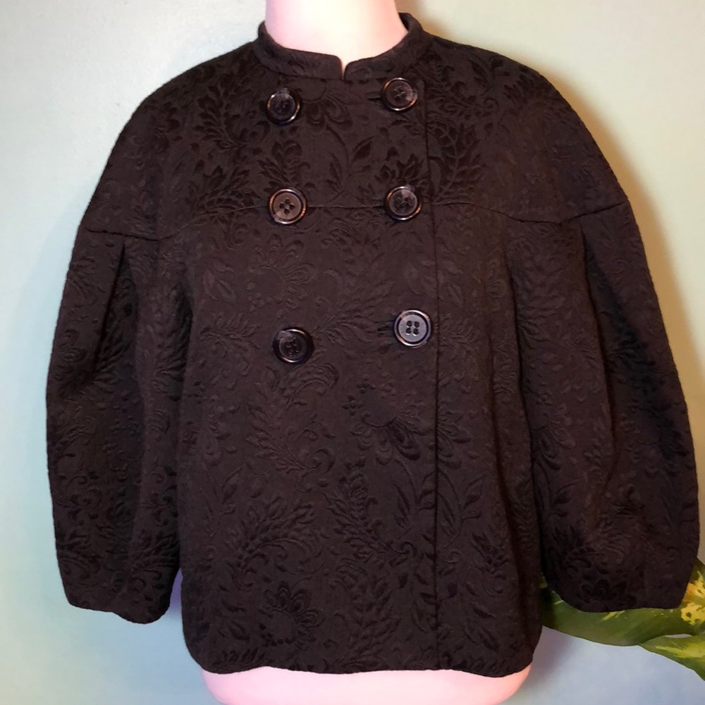 BCBGMaxazria Ballon Sleeves Mandarin Collar Jacket